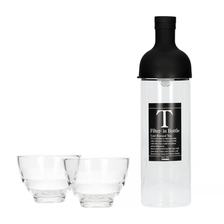 Teeflasche Farbe: schwarz mit integrierten  Teefilter und 2 Gläser